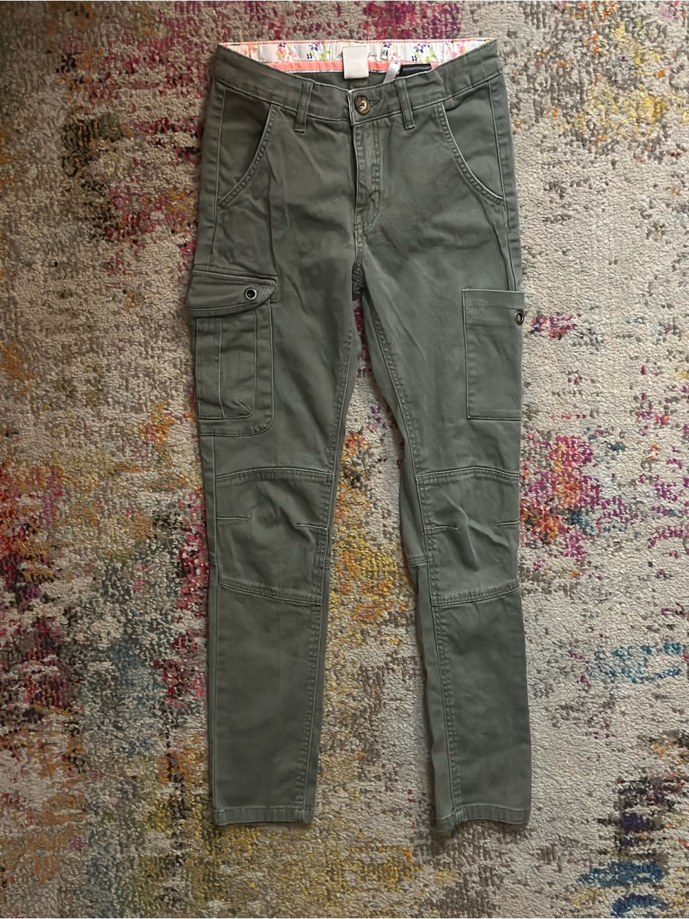 H&M | Olive Green / Army Green Cute Fitted Skinny Cargo Jeans | Size 11-12 Y